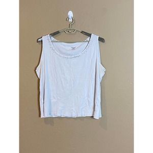 St John's Bay White Rhinestone Tank Top - Size 3X